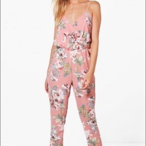 NWOT Blush Floral Print Cami Wrap Strappy Jumpsuit